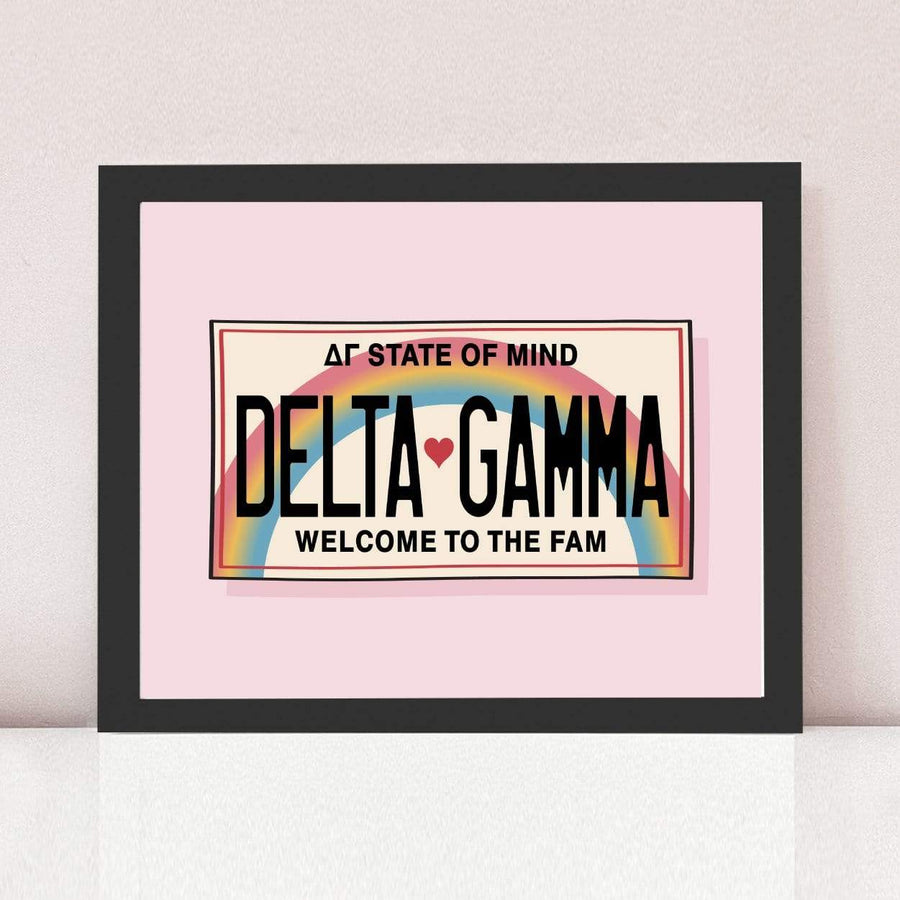 Ali & Ariel Aloha State Of Mind Pink Art Print Delta Gamma / Black Frame