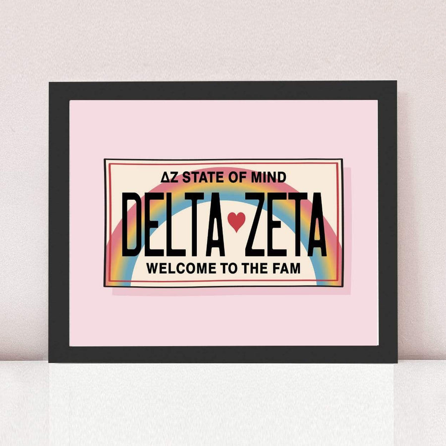 Ali & Ariel Aloha State Of Mind Pink Art Print Delta Zeta / Black Frame
