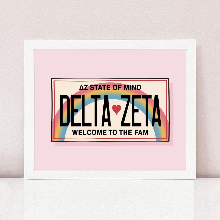 Ali & Ariel Aloha State Of Mind Pink Art Print Delta Zeta / White Frame