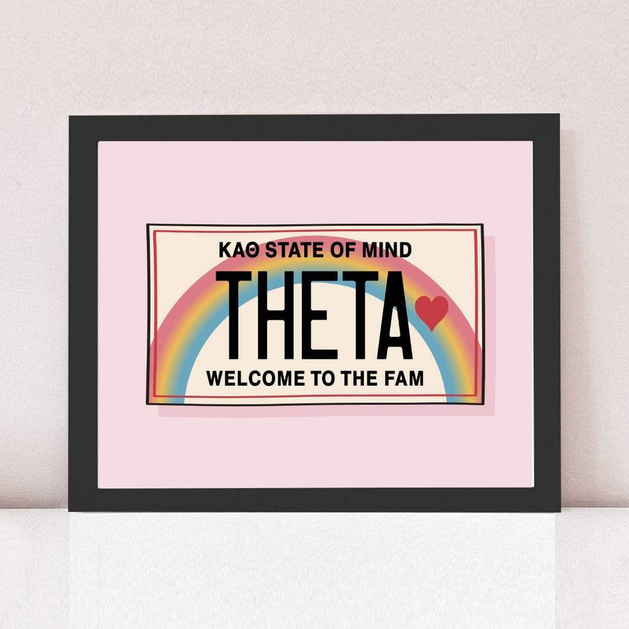 Ali & Ariel Aloha State Of Mind Pink Art Print Kappa Alpha Theta / Black Frame