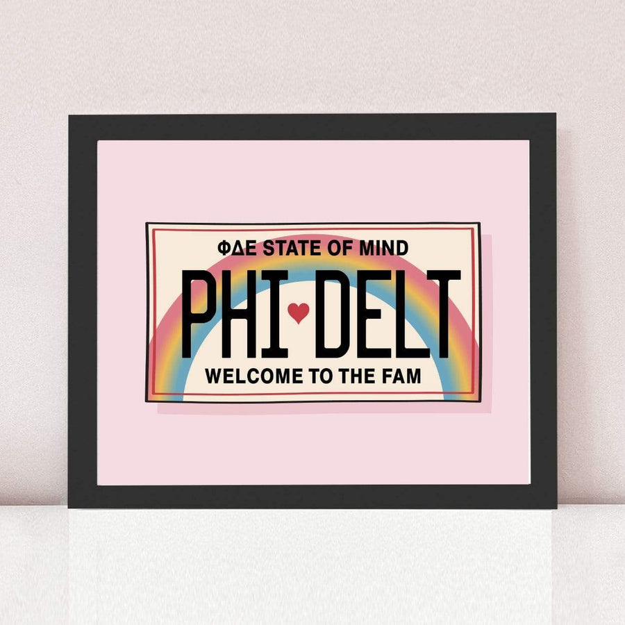 Ali & Ariel Aloha State Of Mind Pink Art Print Phi Delta Epsilon / Black Frame