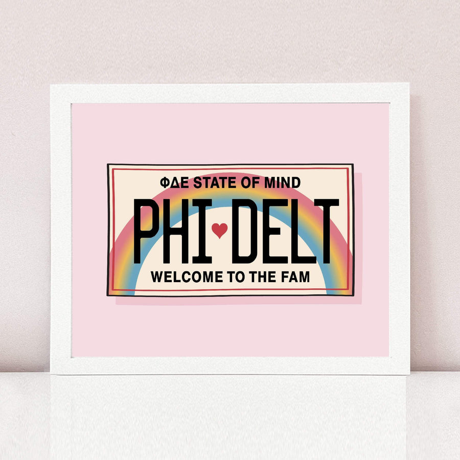 Ali & Ariel Aloha State Of Mind Pink Art Print Phi Delta Epsilon / White Frame