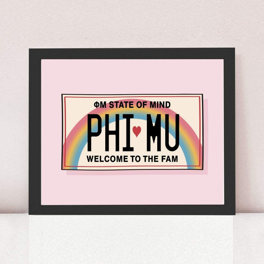 Ali & Ariel Aloha State Of Mind Pink Art Print Phi Mu / Black Frame