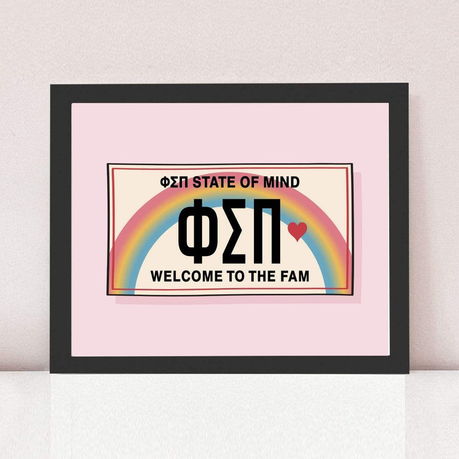 Ali & Ariel Aloha State Of Mind Pink Art Print Phi Sigma Pi / Black Frame
