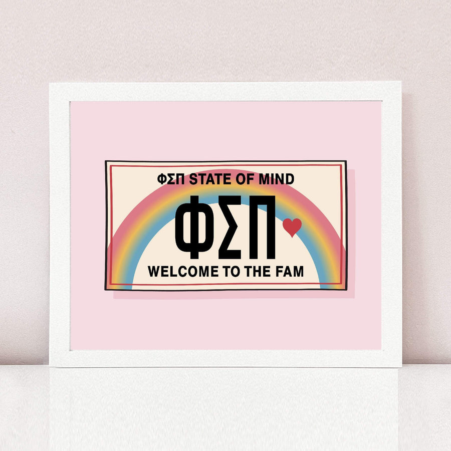 Ali & Ariel Aloha State Of Mind Pink Art Print Phi Sigma Pi / White Frame