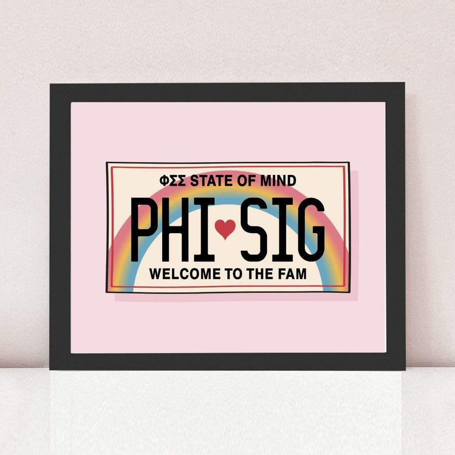 Ali & Ariel Aloha State Of Mind Pink Art Print Phi Sigma Sigma / Black Frame