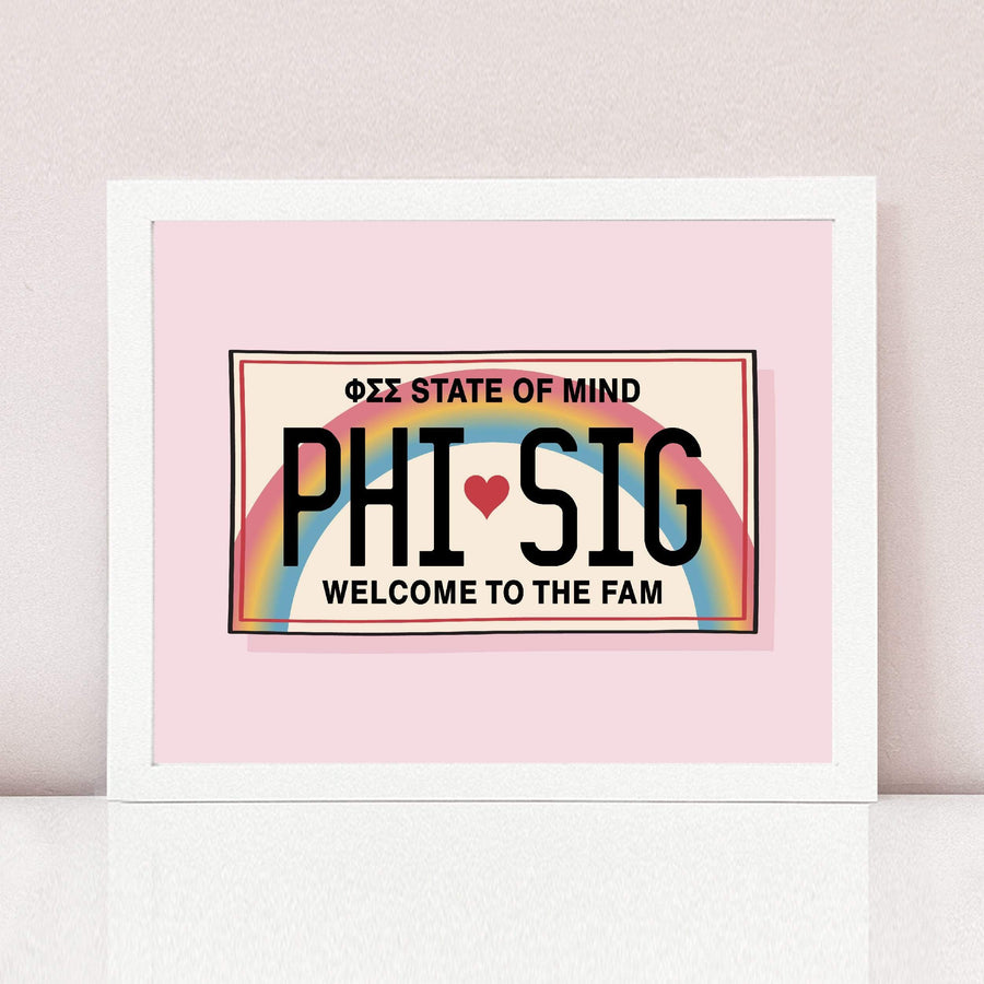 Ali & Ariel Aloha State Of Mind Pink Art Print Phi Sigma Sigma / White Frame