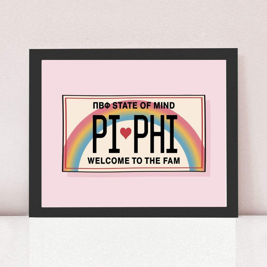 Ali & Ariel Aloha State Of Mind Pink Art Print Pi Beta Phi / Black Frame