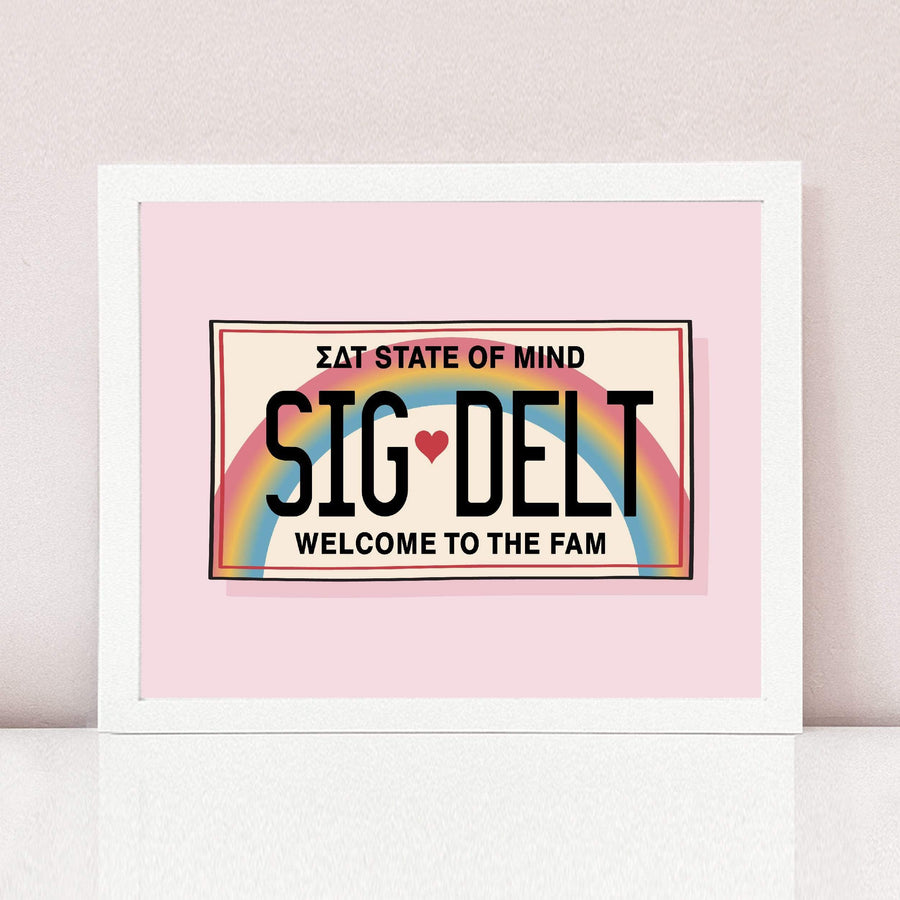 Ali & Ariel Aloha State Of Mind Pink Art Print Sigma Delta Tau / White Frame