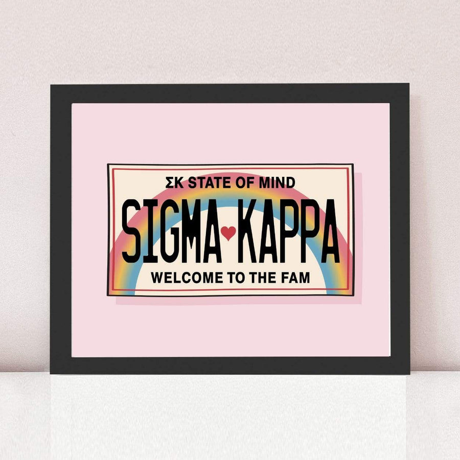 Ali & Ariel Aloha State Of Mind Pink Art Print Sigma Kappa / Black Frame