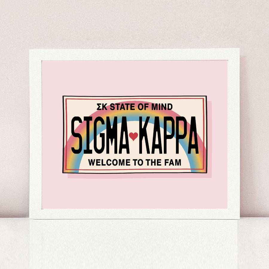 Ali & Ariel Aloha State Of Mind Pink Art Print Sigma Kappa / White Frame