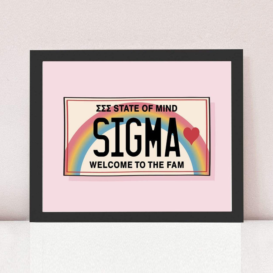 Ali & Ariel Aloha State Of Mind Pink Art Print Sigma Sigma Sigma / Black Frame