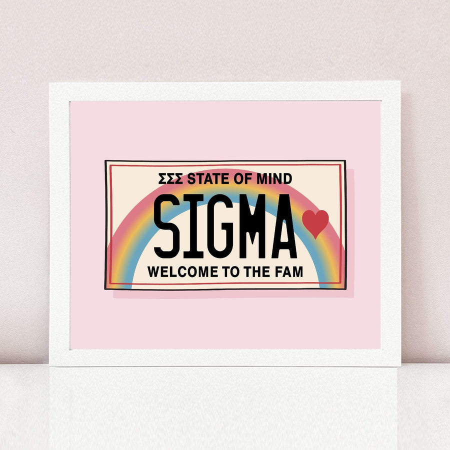 Ali & Ariel Aloha State Of Mind Pink Art Print Sigma Sigma Sigma / White Frame