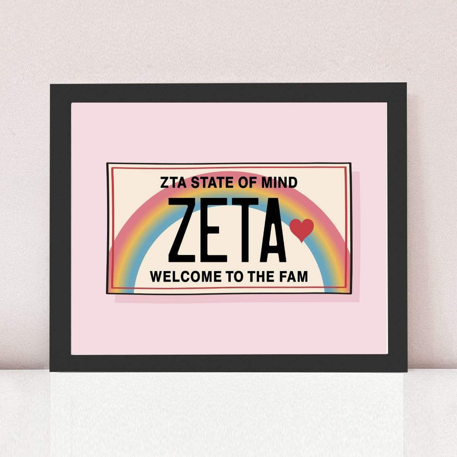 Ali & Ariel Aloha State Of Mind Pink Art Print Zeta Tau Alpha / Black Frame
