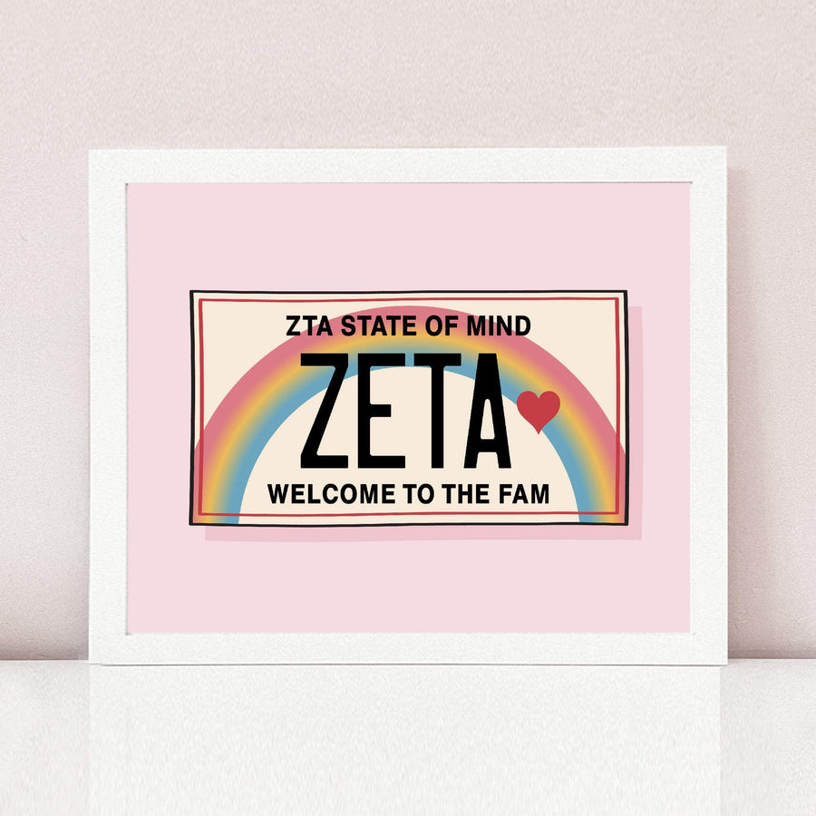 Ali & Ariel Aloha State Of Mind Pink Art Print Zeta Tau Alpha / White Frame