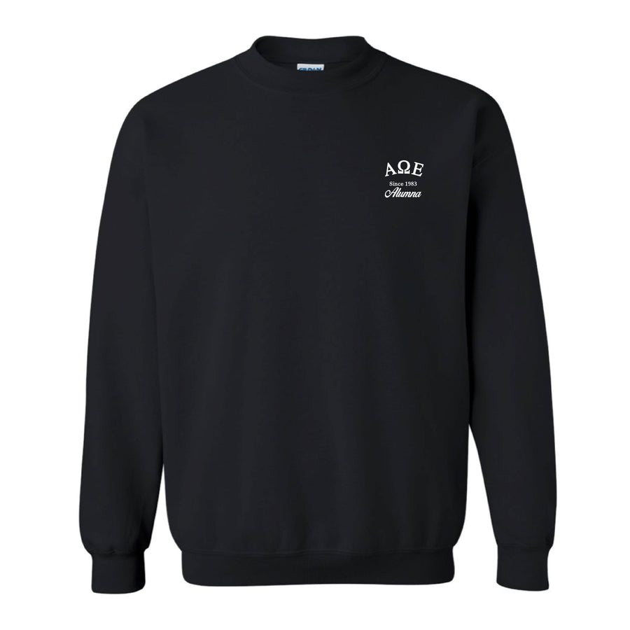 Ali & Ariel Alumna Black Embroidered Fleece <br> (sororities A-D) Alpha Omega Epsilon / Small