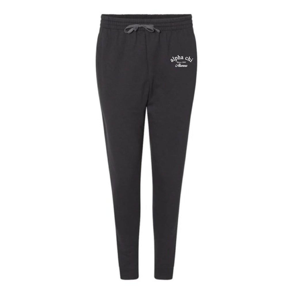 Ali & Ariel Alumna Black Embroidered Joggers (sororities A-D) Alpha Chi Omega / Small