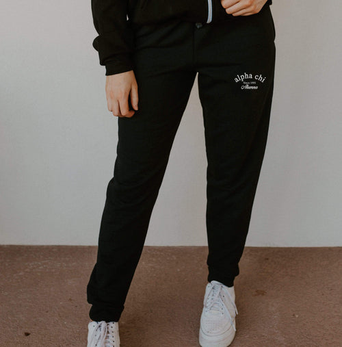 Ali & Ariel Alumna Black Embroidered Joggers (sororities G-Z)