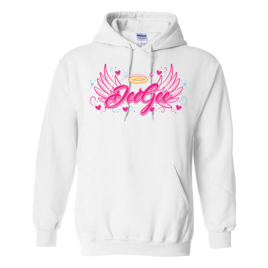 Ali & Ariel Angel Airbrush Hoodie (sororities A-D) Delta Gamma / Small