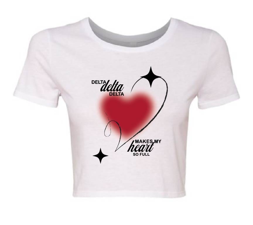Ali & Ariel Aura Heart Baby Tee Cropped (available for some orgs) Delta Delta Delta / XS/S
