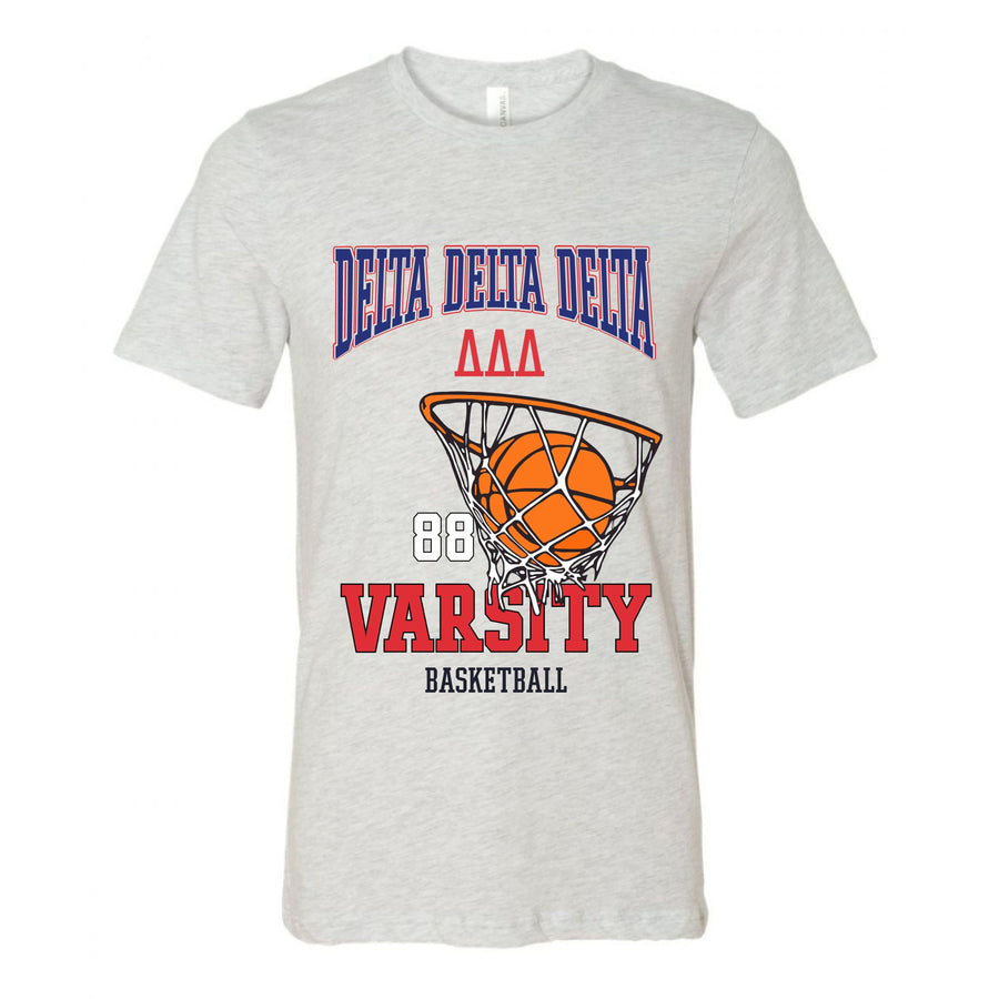 Ali & Ariel Basketball Tee <br> (sororities A-D) Delta Delta Delta / Small