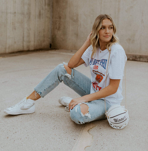 Ali & Ariel Basketball Tee <br> (sororities G-Z)