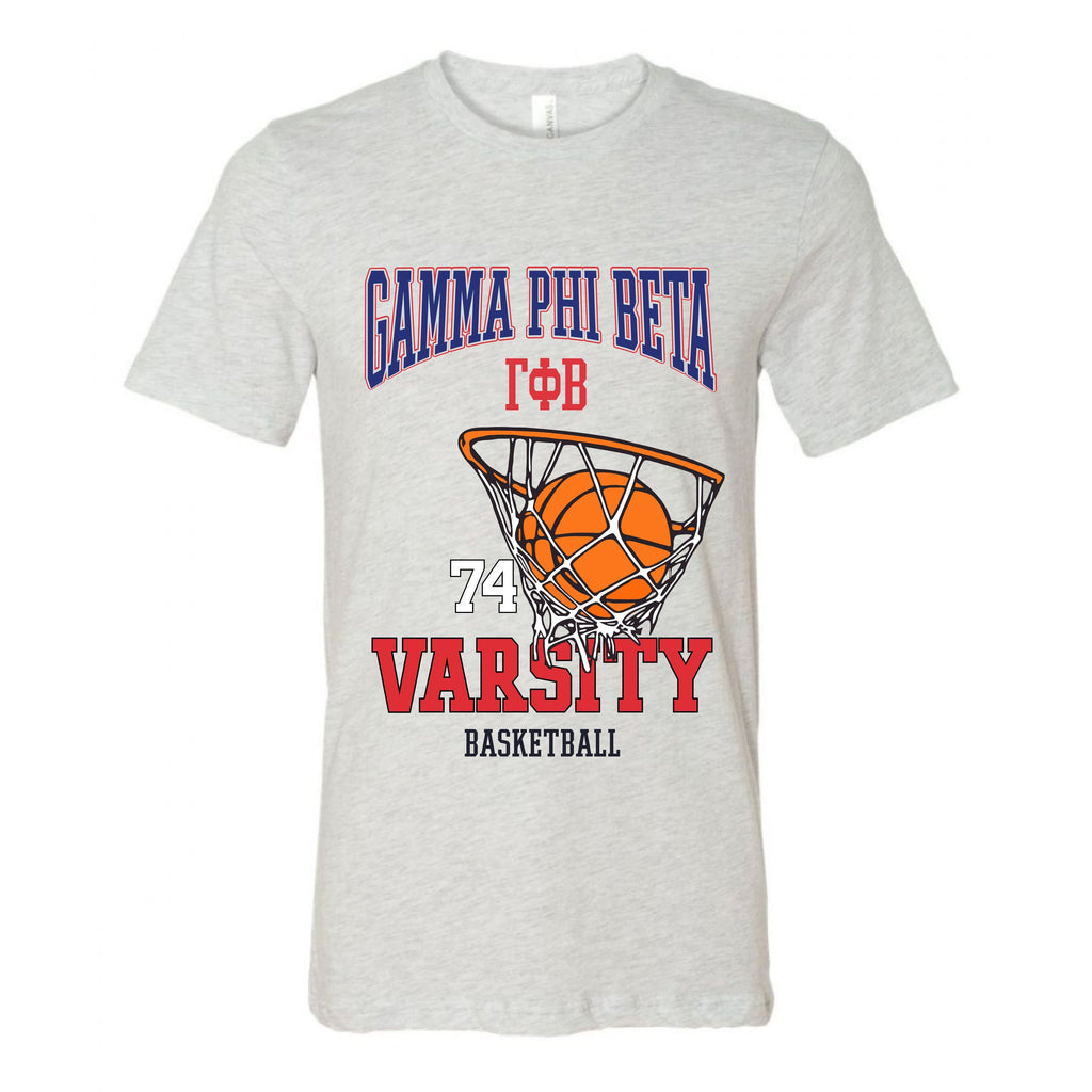 Ali & Ariel Basketball Tee <br> (sororities G-Z) Gamma Phi Beta / Small