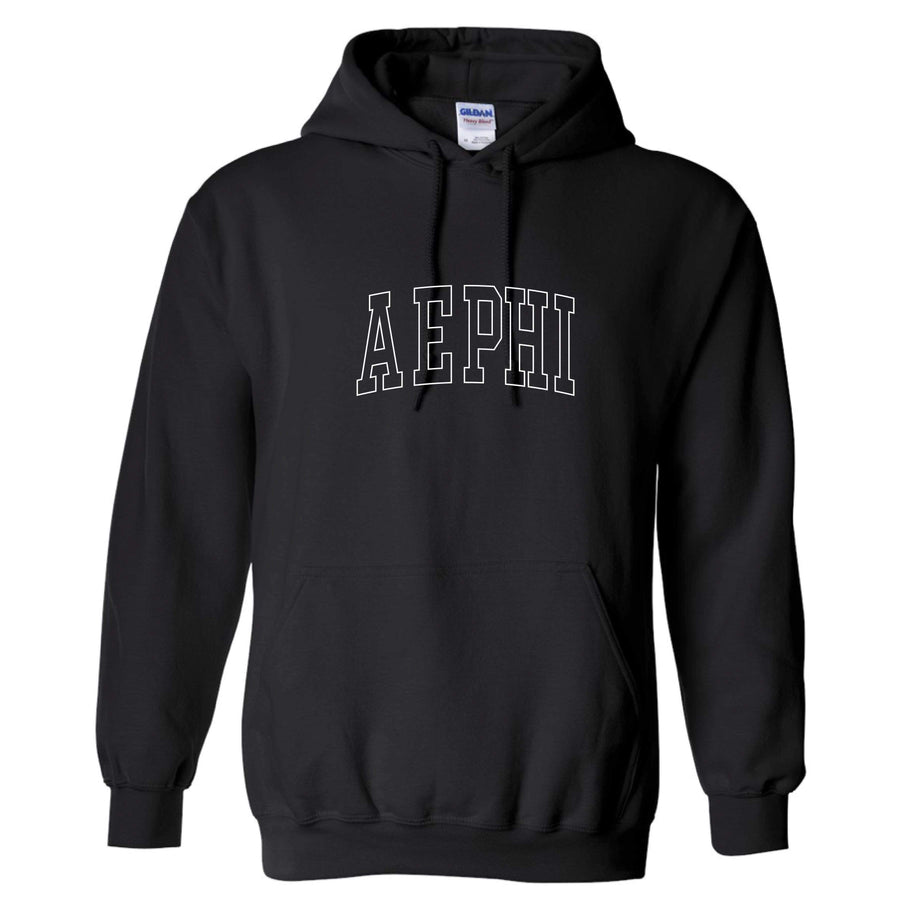 Ali & Ariel Black Embroidered Collegiate Hoodie <br> (sororities A-D)