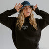 Ali & Ariel Black Embroidered Heart Hoodie <br> (sororities G-Z)
