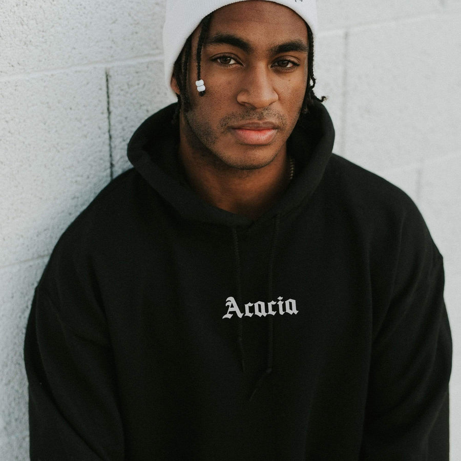 Ali & Ariel Black Old English Hoodie <br> (available for all fraternities)