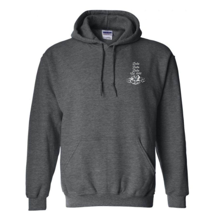 Ali & Ariel Cherub Embroidered Hoodie <br> (sororities A-D) Delta Delta Delta / Small