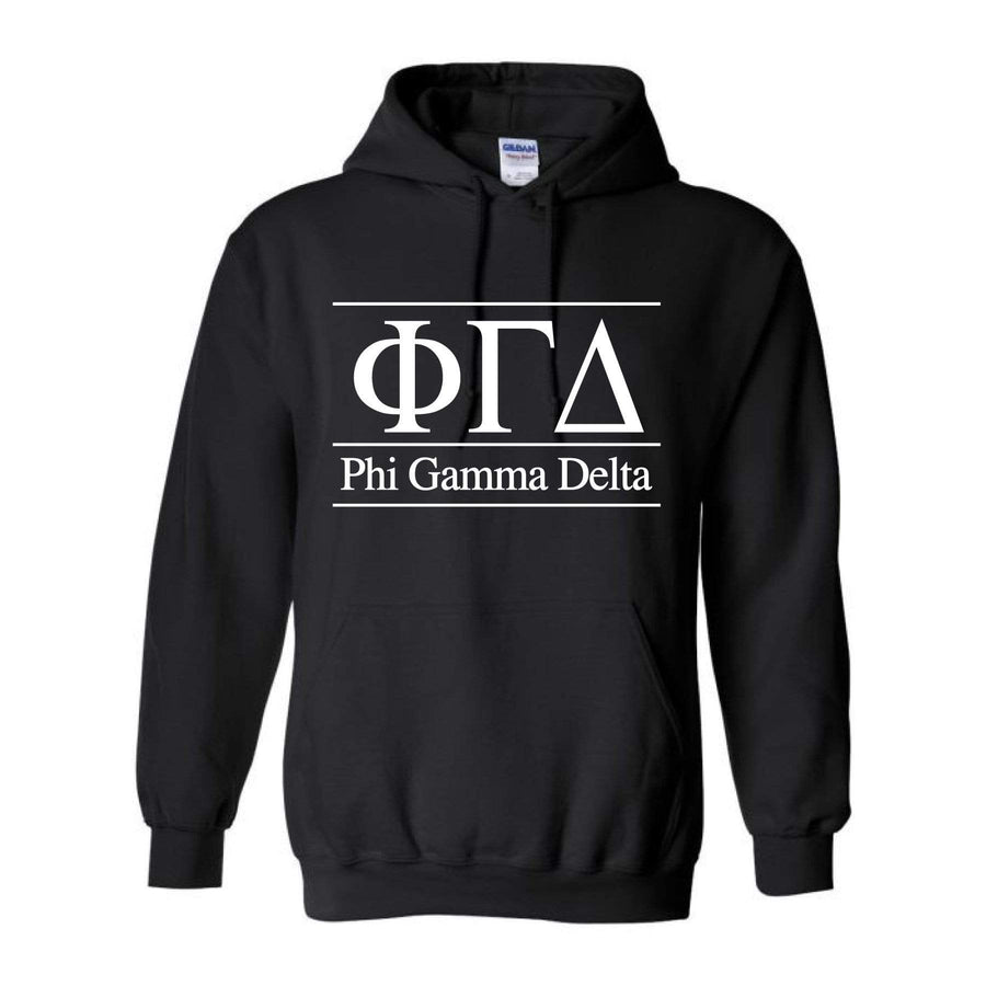 Ali & Ariel Classic Letters Hoodie in Black (Mens) <br> (available for all fraternities)