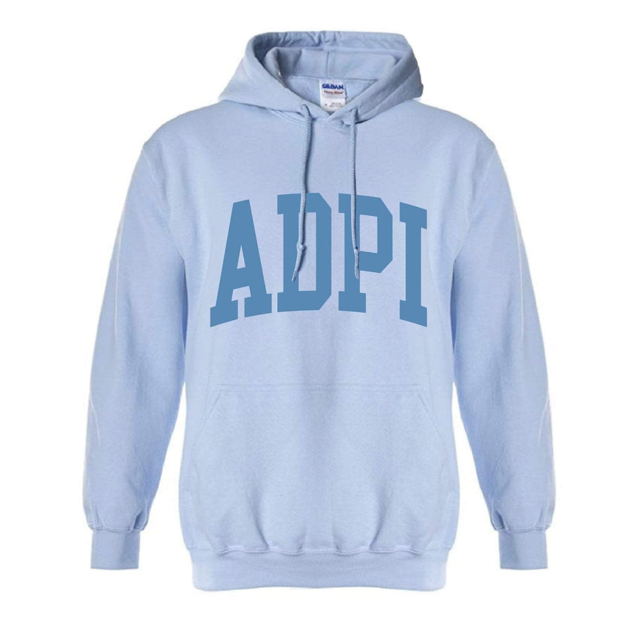 Ali & Ariel Collegiate Baby Blue Hoodie <br> (available for all organizations!) Alpha Delta Pi / XL