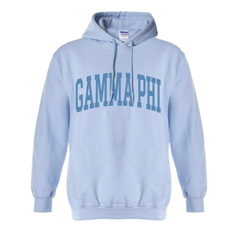 Ali & Ariel Collegiate Baby Blue Hoodie <br> (available for all organizations!) Gamma Phi Beta / XL