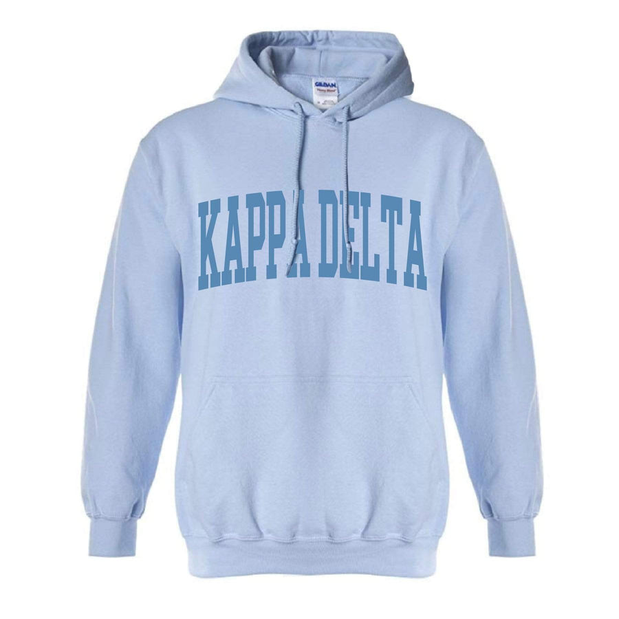 Ali & Ariel Collegiate Baby Blue Hoodie <br> (available for all organizations!) Kappa Delta / XL