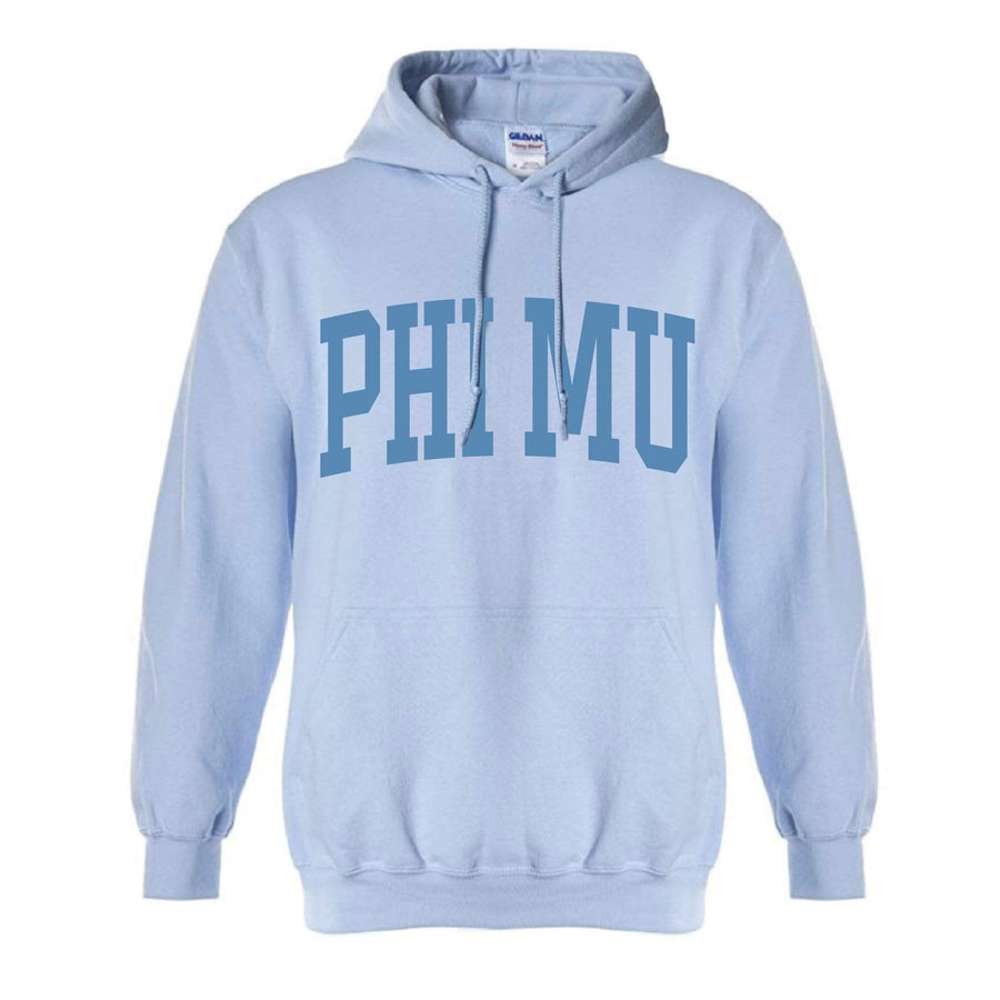 Ali & Ariel Collegiate Baby Blue Hoodie <br> (available for all organizations!) Phi Mu / XL
