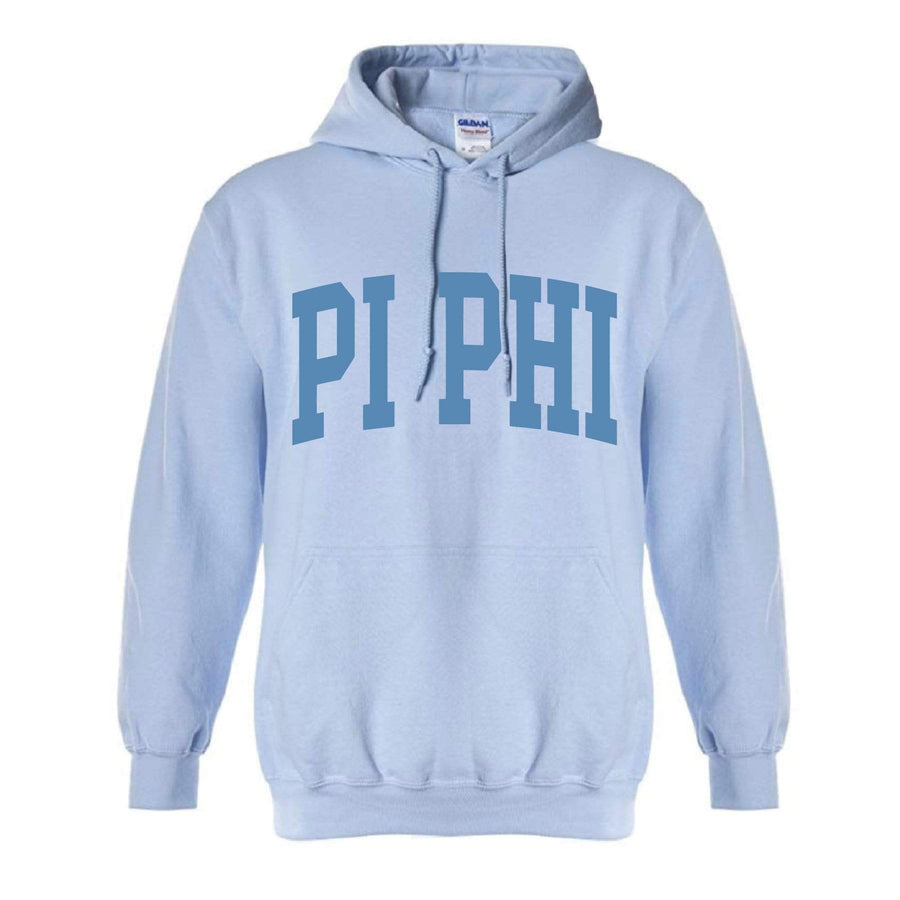 Ali & Ariel Collegiate Baby Blue Hoodie <br> (available for all organizations!) Pi Beta Phi / XL