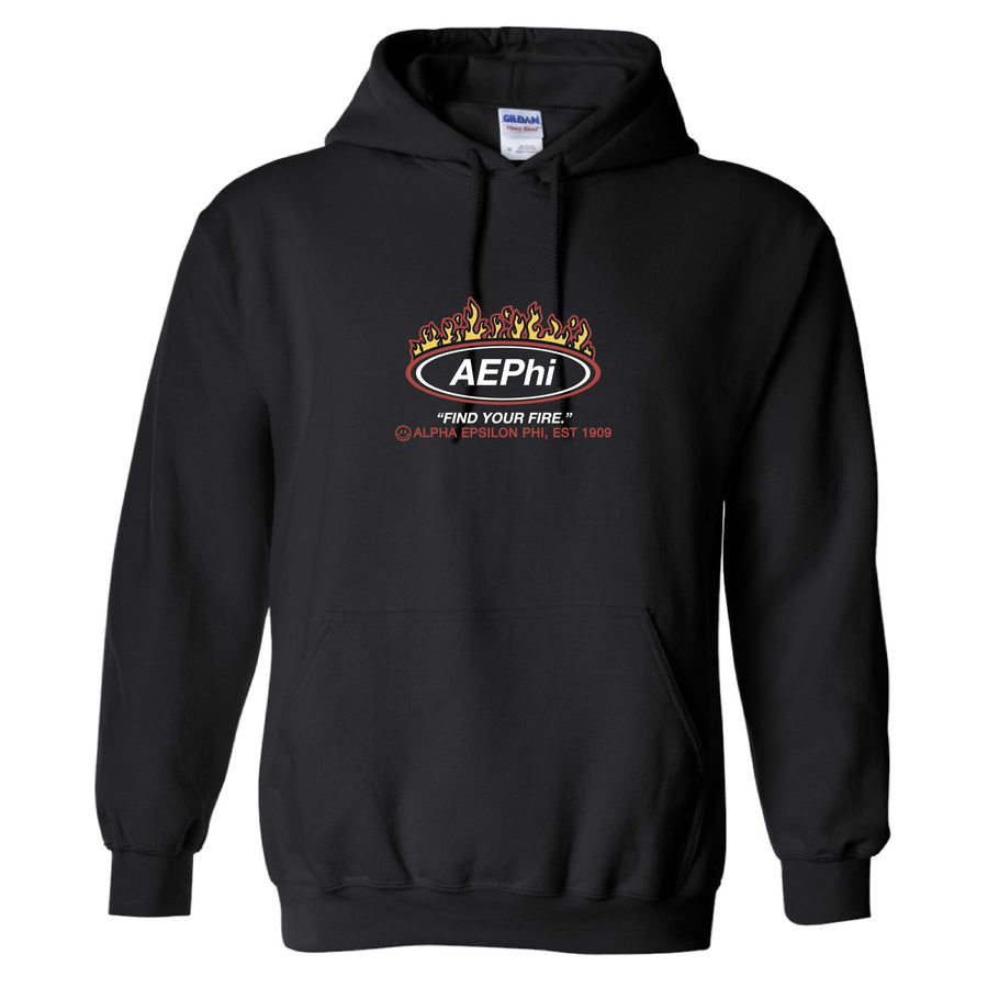 Ali & Ariel Find Your Fire Embroidered Hoodie <br> (sororities A-D) Alpha Epsilon Phi / Small