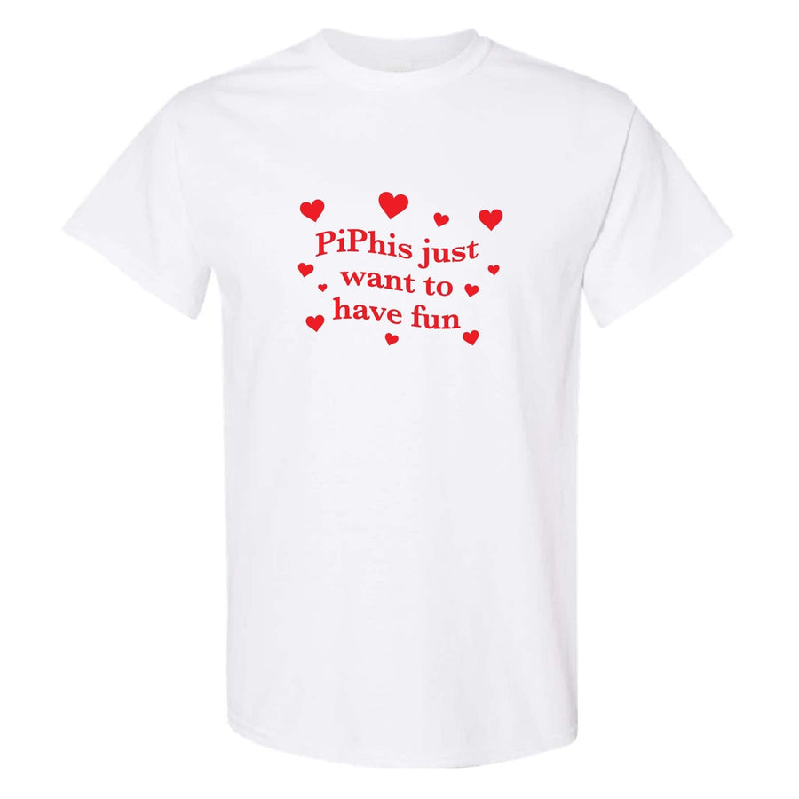 Ali & Ariel Girls Just Want to Have Fun Embroidered Tee <br> (sororities G-Z) Pi Beta Phi / Small