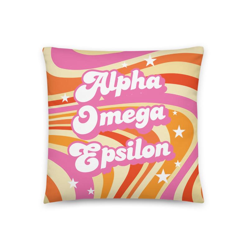 Ali & Ariel Good Vibes Pillow <br> (available for multiple sororities) Alpha Omega Epsilon
