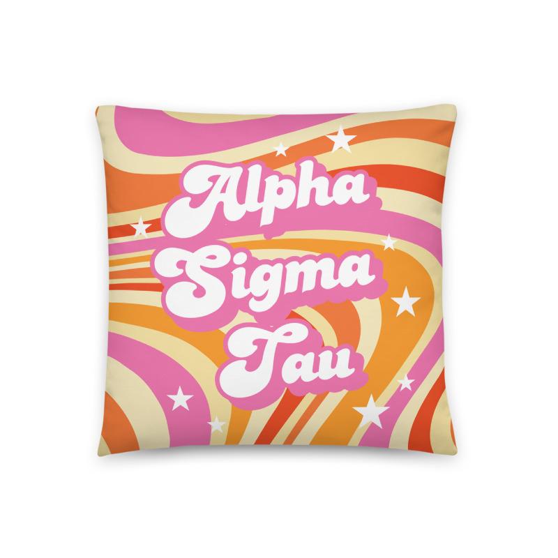 Ali & Ariel Good Vibes Pillow <br> (available for multiple sororities) Alpha Sigma Tau