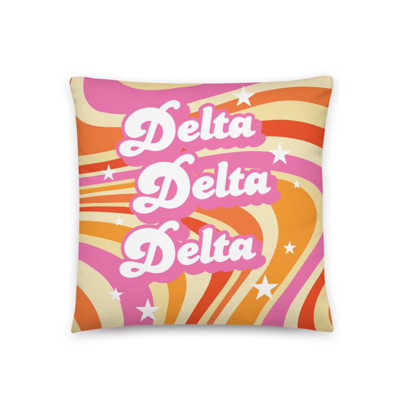 Ali & Ariel Good Vibes Pillow <br> (available for multiple sororities) Delta Delta Delta