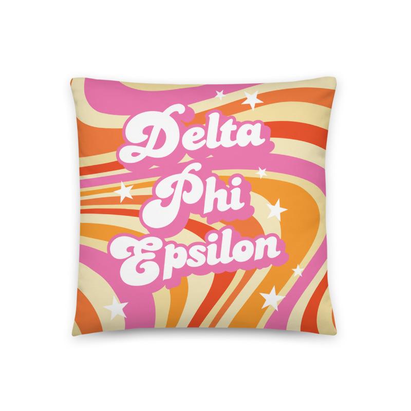 Ali & Ariel Good Vibes Pillow <br> (available for multiple sororities) Delta Phi Epsilon