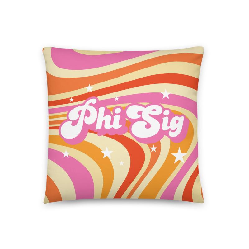 Ali & Ariel Good Vibes Pillow <br> (available for multiple sororities) Phi Sigma Sigma