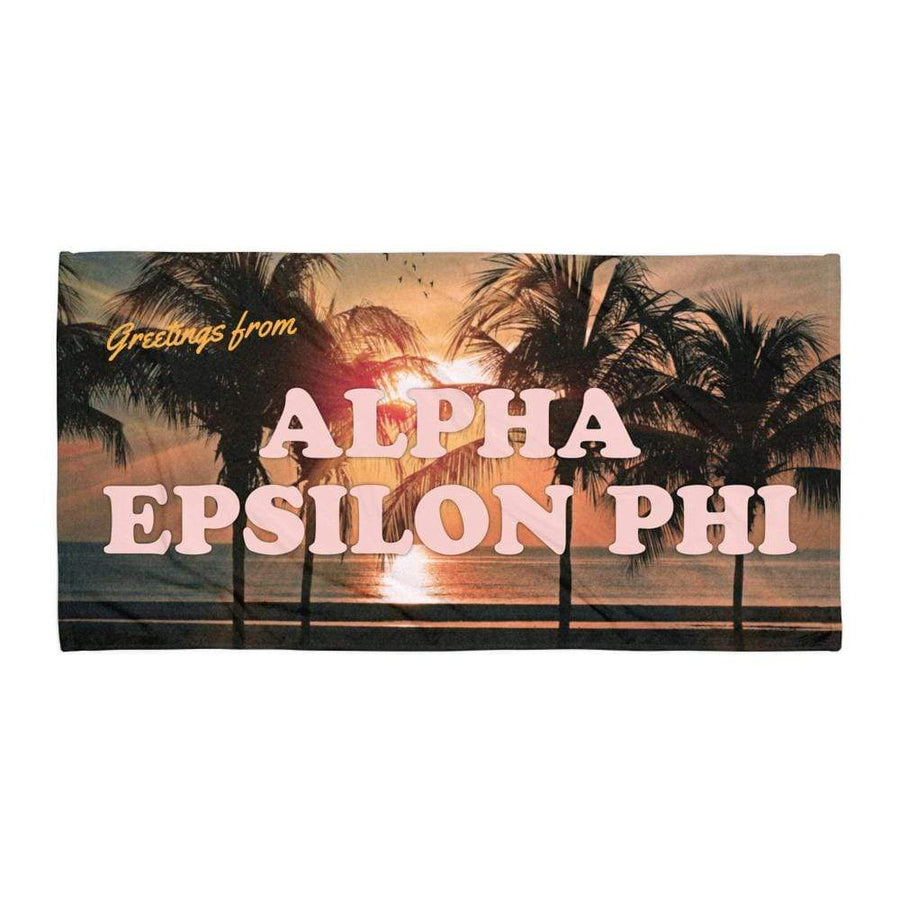 Ali & Ariel Greetings From... Beach Towel <br> (available for multiple organizations!) Alpha Epsilon Phi