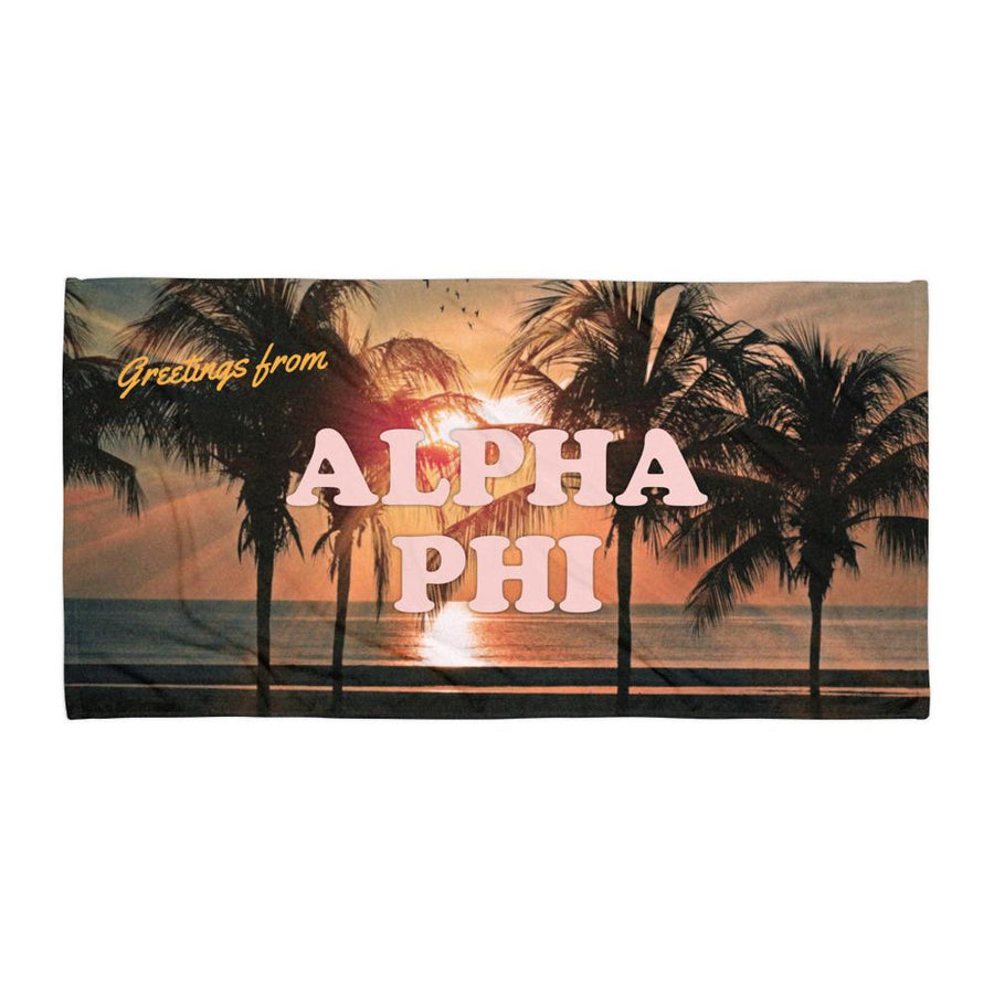 Ali & Ariel Greetings From... Beach Towel <br> (available for multiple organizations!) Alpha Phi