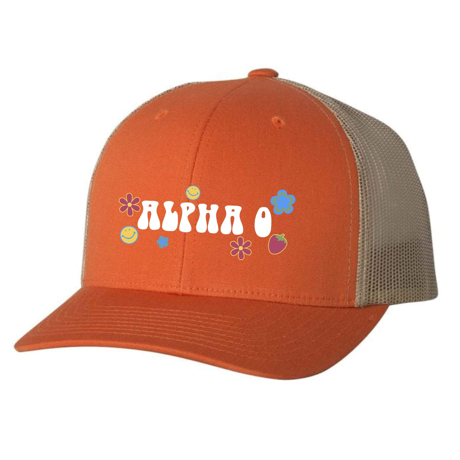 Ali & Ariel Groovy Flowers Trucker Hat (available for all sororities)