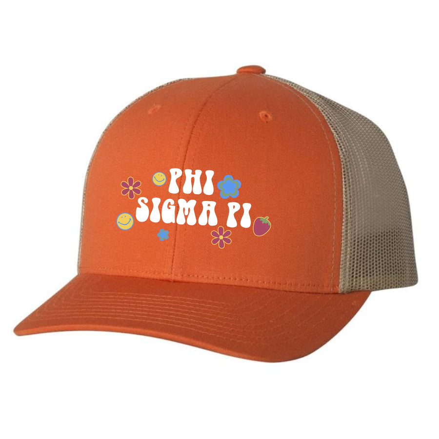 Ali & Ariel Groovy Flowers Trucker Hat (available for all sororities)