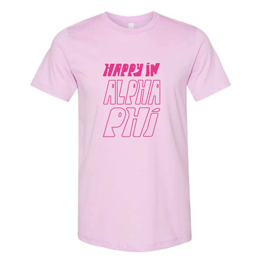 Ali & Ariel Happy In Lilac Tee <br> (sororities A-D) Alpha Phi / Medium