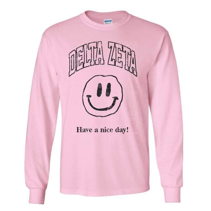 Ali & Ariel Have a Nice Day Long Sleeve in Pink <br> (sororities A-D) Delta Zeta / Small